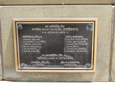 Ripon World War II Memorial Marker image. Click for full size.