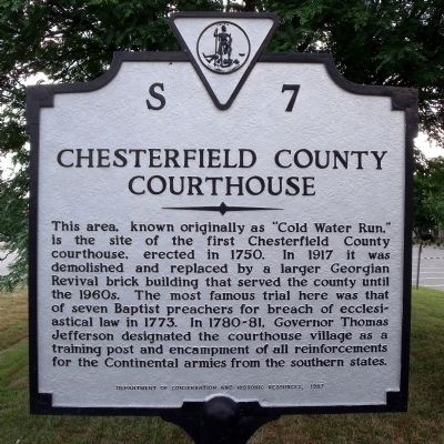 Chesterfield County Courthouse Marker image. Click for full size.