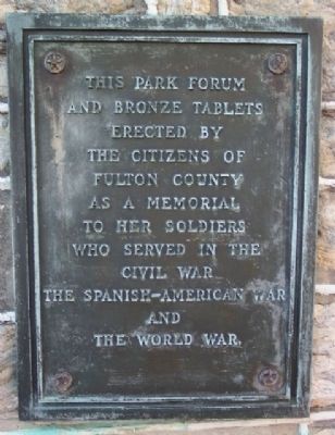 Fulton County Civil War, Spanish-American War, and World War I Memorial Marker. Click for full size. Fulton County Civil War, Spanish-American War, and World War I Memorial Marker image. Click for full size.