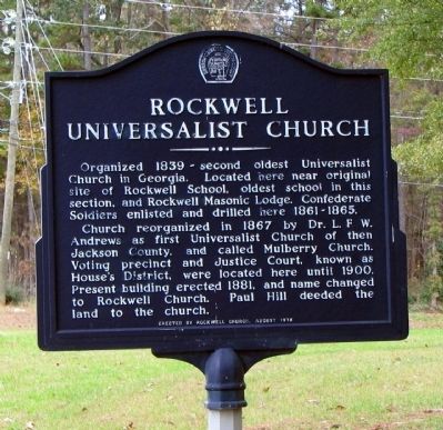 Rockwell Universalist Church Marker image. Click for full size.