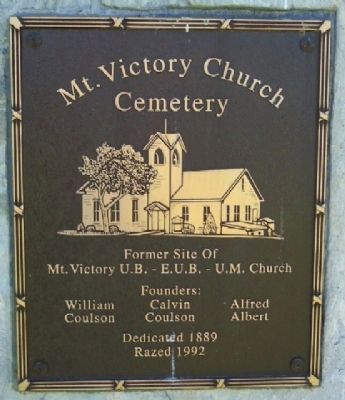 Mt. Victory Church Cemetery Marker. Click for full size. Mt. Victory Church Cemetery Marker image. Click for full size.