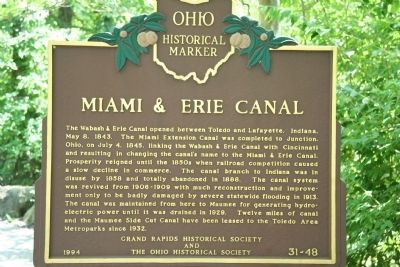 Miami & Erie Canal Marker image. Click for full size.
