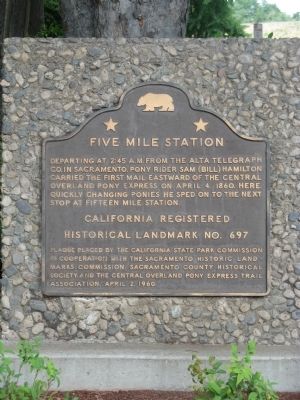 Five Mile Station Marker. Click for full size. Five Mile Station Marker image. Click for full size.