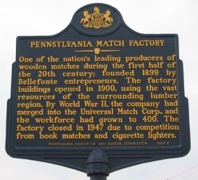Pennsylvania Match Factory Marker. Click for full size. Pennsylvania Match Factory Marker image. Click for full size.
