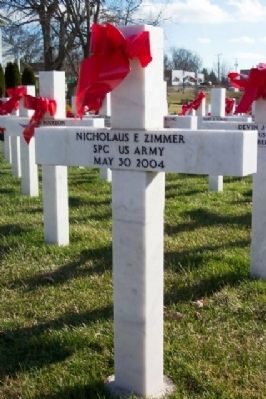 SPC Nicholaus Zimmer Memorial Marker. Click for full size. SPC Nicholaus Zimmer Memorial Marker image. Click for full size.