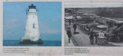 The Cockspur Island Lighthouse and Union officers posing image. Click for full size.