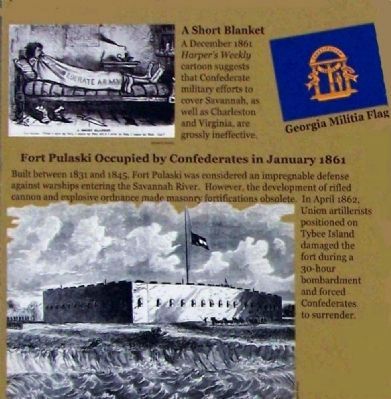Confederate Savannah Marker: The Short Blanket and Ft. Pulaski image. Click for full size.