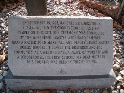 Manchester Lodge No. 14 Marker. Click for full size. Manchester Lodge No. 14 Marker image. Click for full size.