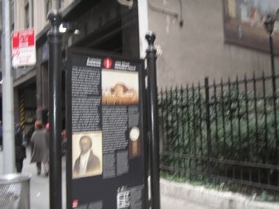 Marker on John Street in Lower Manhattan image. Click for full size.