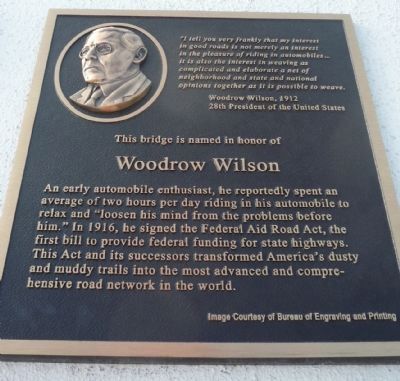 Woodrow Wilson Memorial Bridge Marker - Center Panel image. Click for full size.
