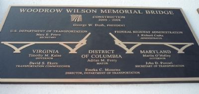 Woodrow Wilson Memorial Bridge Marker - Left Panel. Click for full size. Woodrow Wilson Memorial Bridge Marker - Left Panel image. Click for full size.