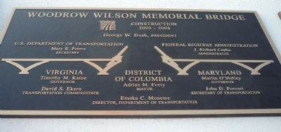 Woodrow Wilson Memorial Bridge Marker - Left Panel image. Click for full size.