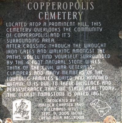 Copperopolis Cemetery Marker image. Click for full size.
