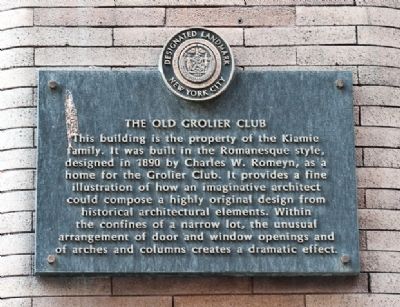 Old Grolier Club Marker image. Click for full size.