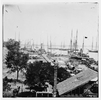 City Point, Virginia. Army wagons and transports. Click for full size. City Point, Virginia. Army wagons and transports image. Click for full size.