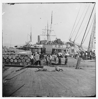 [City Point, Va. African Americans unloading vessels at landing] image. Click for full size.