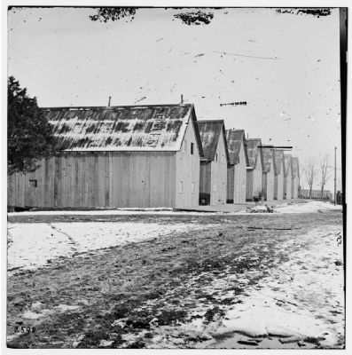 City Point, Virginia. Barracks of Military Railroad Construction Corps image. Click for full size.