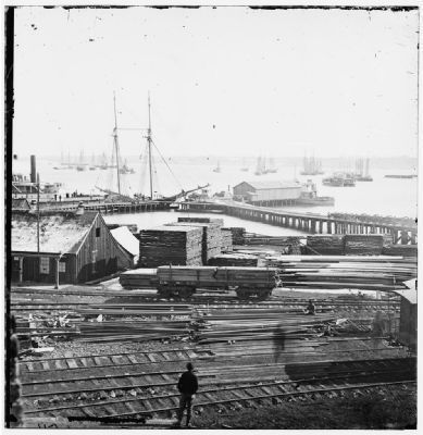 City Point, Virginia. Ordnance wharf image. Click for full size.