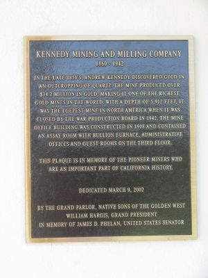 Kennedy Mining and Milling Company Marker. Click for full size. Kennedy Mining and Milling Company Marker image. Click for full size.