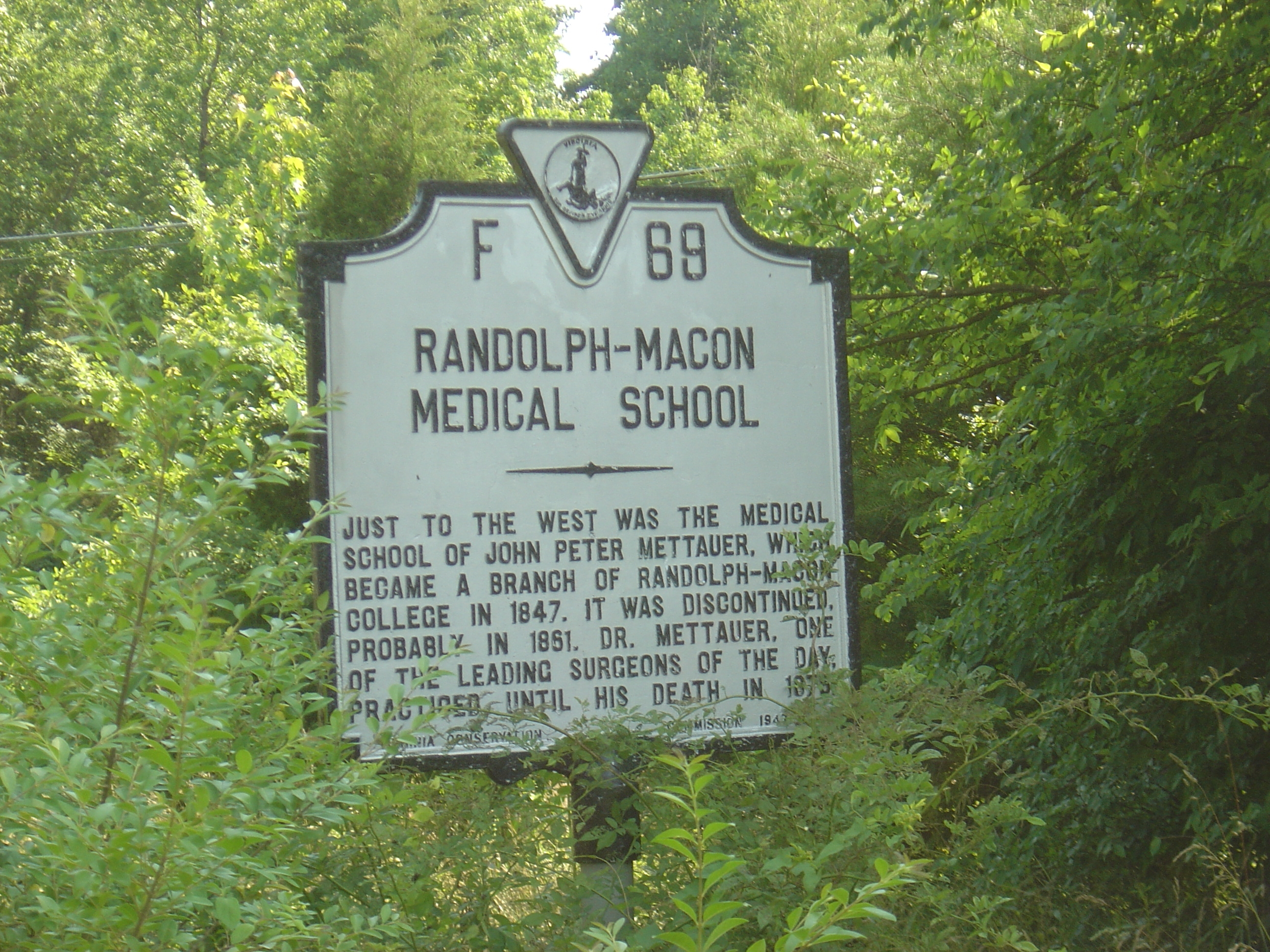 Randolph-Macon Medical School Marker