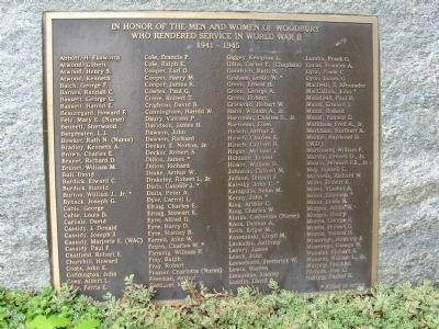 Woodbury World War II Memorial Marker (left tablet) image. Click for full size.