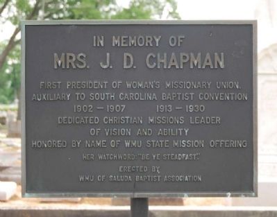 Mrs. J.D. Chapman Marker. Click for full size. Mrs. J.D. Chapman Marker image. Click for full size.
