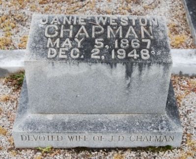 Mrs. J.D. Chapman Tombstone -<br>Old Silverbrook Cemetery, Anderson, SC image. Click for full size.