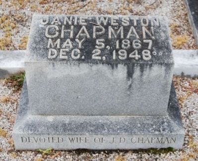 Mrs. J.D. Chapman Tombstone -<br>Old Silverbrook Cemetery, Anderson, SC. Click for full size. Mrs. J.D. Chapman Tombstone -<br>Old Silverbrook Cemetery, Anderson, SC image. Click for full size.