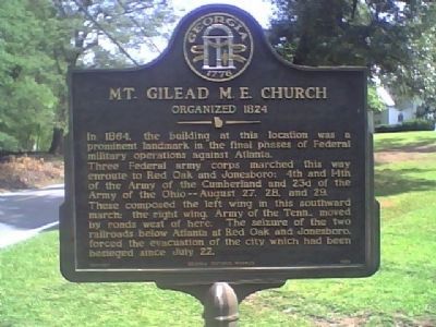 Mt. Gilead M. E. Church Marker image. Click for full size.
