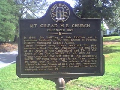 Mt. Gilead M. E. Church Marker. Click for full size. Mt. Gilead M. E. Church Marker image. Click for full size.
