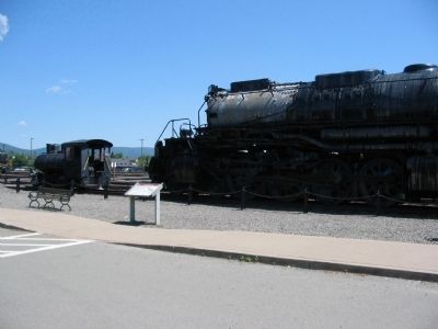 Union Pacific #4012 Marker next to the Locomotive and a Switch Engine image. Click for full size.