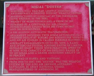 M42A1 "Duster" Marker. Click for full size. M42A1 "Duster" Marker image. Click for full size.