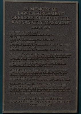 In Memory of Law Enforcement Officers Killed in the "Kansas City Massacre" Marker image. Click for full size.