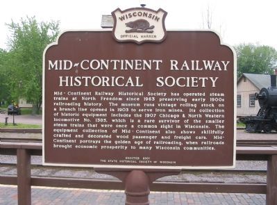 Mid–Continent Railway Historical Society Marker image. Click for full size.