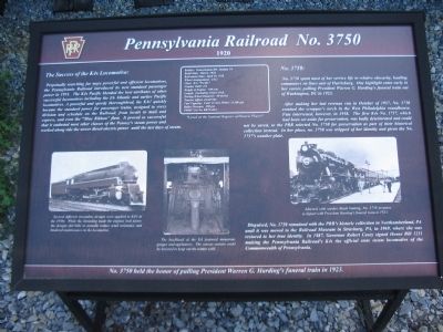 Pennsylvania Railroad No. 3750 Marker. Click for full size. Pennsylvania Railroad No. 3750 Marker image. Click for full size.
