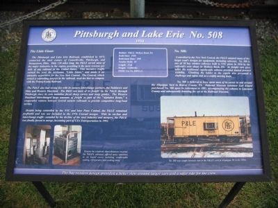 Pittsburgh and Lake Erie No. 508 Marker. Click for full size. Pittsburgh and Lake Erie No. 508 Marker image. Click for full size.