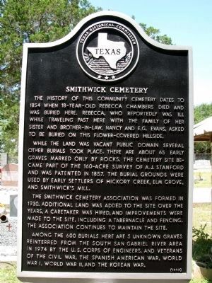 Smithwick Cemetery Marker image. Click for full size.