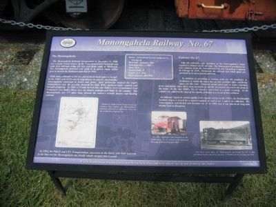 Monongahela Railway No. 67 Marker. Click for full size. Monongahela Railway No. 67 Marker image. Click for full size.
