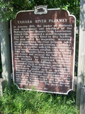 Yahara River Parkway Marker. Click for full size. Yahara River Parkway Marker image. Click for full size.