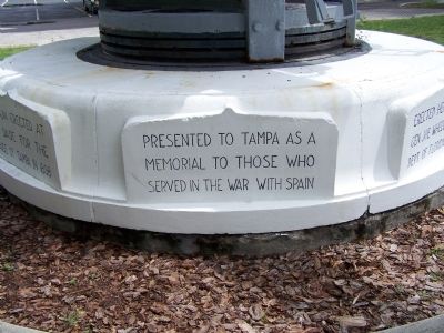 Tampa's 203 mm Spanish American War Gun Marker southwest face. Click for full size. Tampa's 203 mm Spanish American War Gun Marker southwest face image. Click for full size.