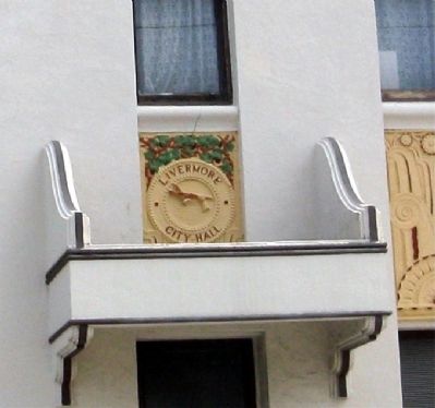 Livermore City Hall Emblem Above Entrance Doors image. Click for full size.