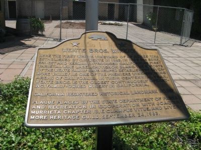 Wente Bros. Winery Marker. Click for full size. Wente Bros. Winery Marker image. Click for full size.