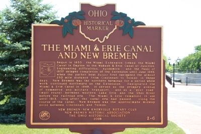 The Miami & Erie Canal and New Bremen Marker image. Click for full size.