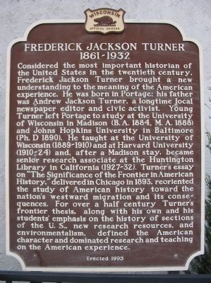 Frederick Jackson Turner Marker image. Click for full size.