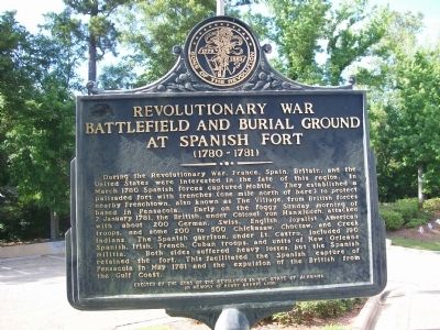 Revolutionary War Battlefield and Burial Ground at Spanish Fort (1780-1781) Marker image. Click for full size.