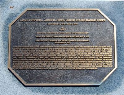 Pickens County Congressional Medal of Honor Memorial -<br>Lance Corporal James D. Howe image. Click for full size.