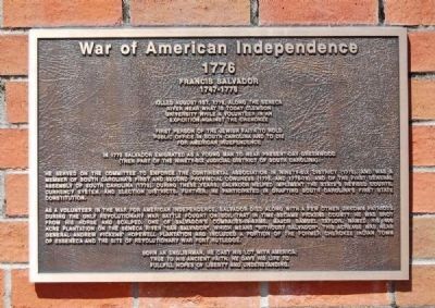 To the Valiant Citizen-Soldiers of Pickens County Memorial -<br>War of American Independence Plaque image. Click for full size.
