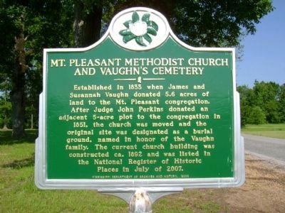 Mt. Pleasant Methodist Church and Vaughns Cemetery Marker image. Click for full size.