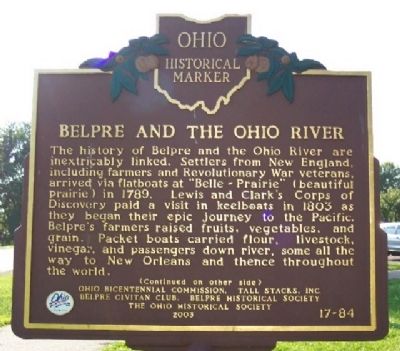 Belpre and the Ohio River Marker (Side A) image. Click for full size.