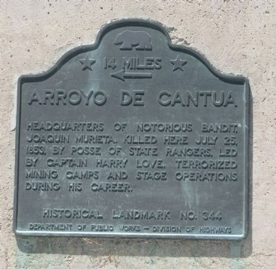 Arroyo de Cantua Marker. Click for full size. Arroyo de Cantua Marker image. Click for full size.